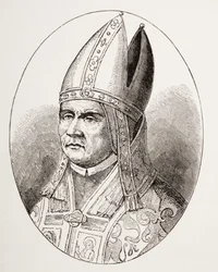 教皇シルベスター1世、「レザールオーモヤンエイジ」より1873年発行